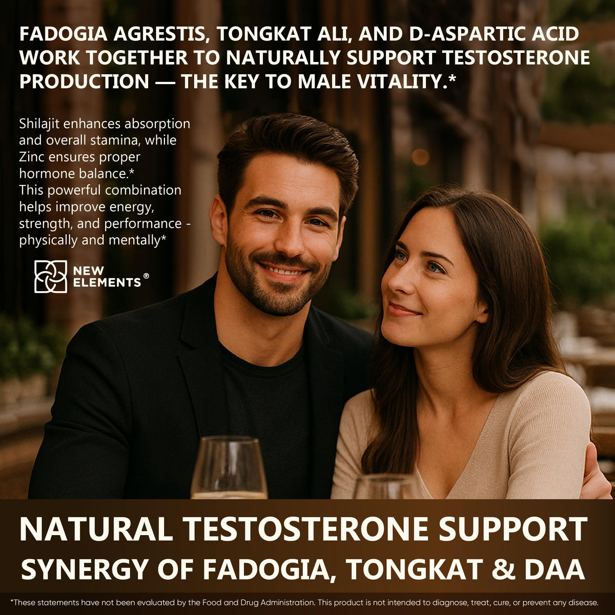Natural Testosterone Booster for Men - Tongkat Ali, Fadogia, Shilajit & Ashwagandha - Energy, Muscle & Performance Support Supplement