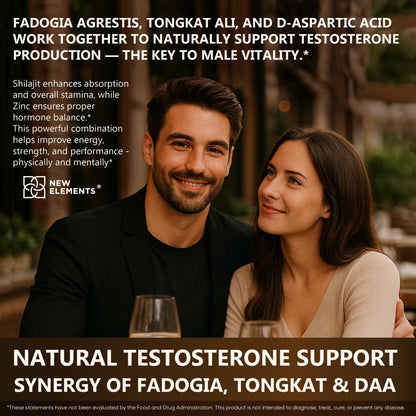 Natural Testosterone Booster for Men - Tongkat Ali, Fadogia, Shilajit & Ashwagandha - Energy, Muscle & Performance Support Supplement