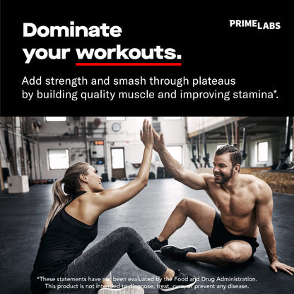 Testosterone Booster for Men - Energy, Strength, Stamina & Endurance Support Supplement - Prime Labs (2 Pack, 120 Caplets)