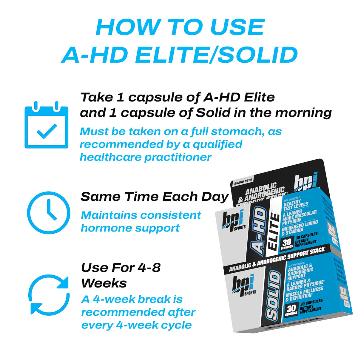 Testosterone Booster for Men - Muscle, Strength, Libido & Fat Loss Support Supplement - BPI Sports A-HD Elite (30 Servings)