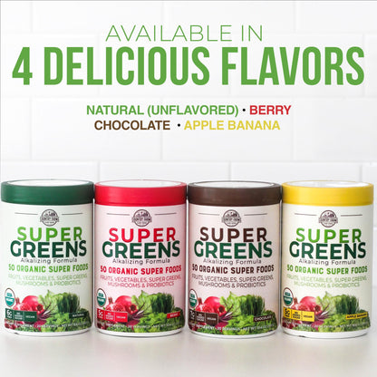 Country Farms Organic Super Greens Powder, 50 Organic Superfoods, Daily Greens Drink Mix with Fruits, Vegetables, Fiber, Probiotics & Mushrooms, Supports Energy, Gut Health & Digestion, Natural Flavor