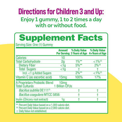 Culturelle Daily Probiotic for Kids + Veggie Fiber Gummies (Ages 3+) 30 Count Berry Flavor - Probiotics for Digestive Health & Immune Support Plus Vitamin C Kids Boost