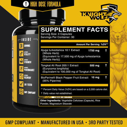 Turkesterone 17,500mg Max Potency with BioPerine & Tongkat Ali - Lean Muscle Growth, Recovery & Stamina Support Supplement - 120 Vegan Capsules