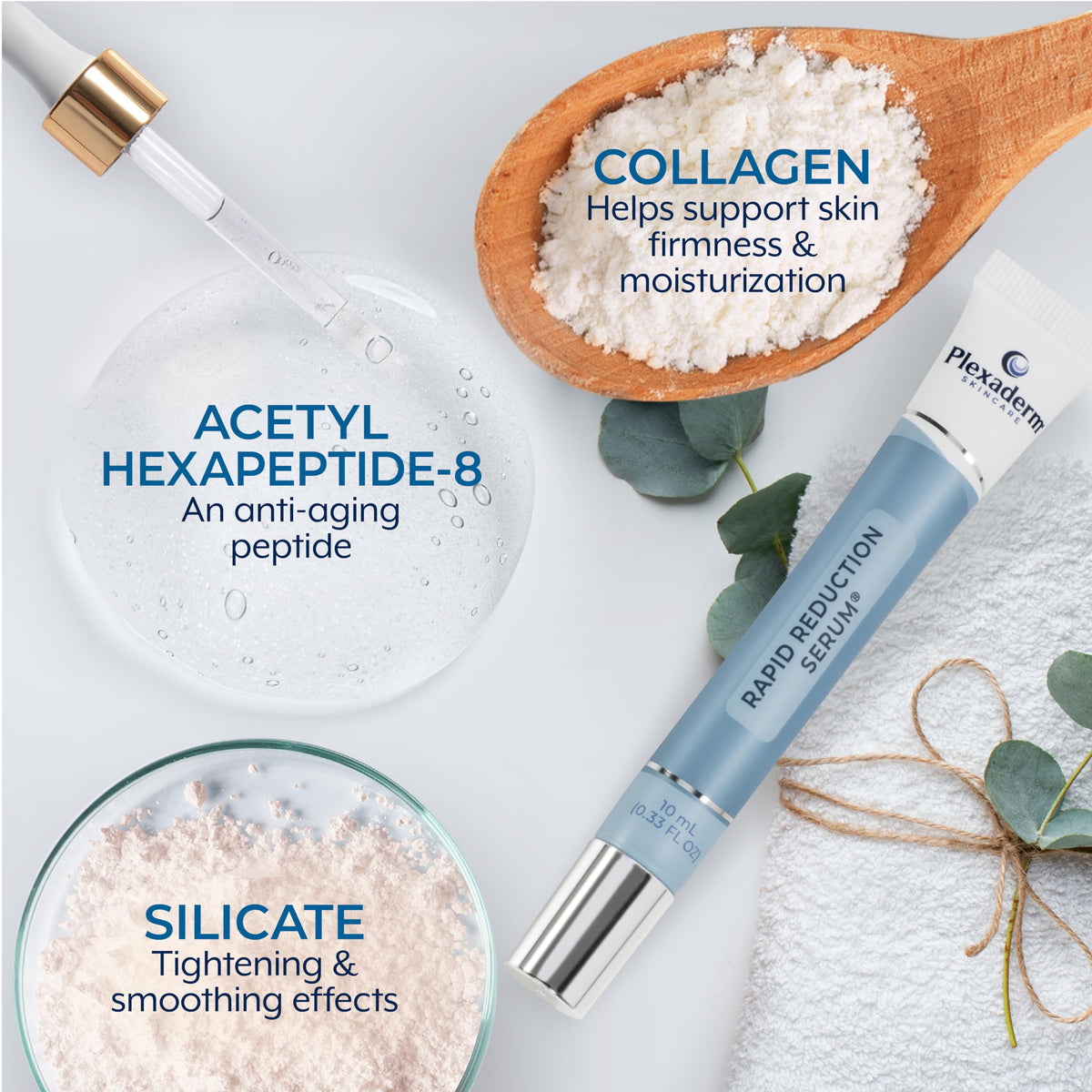 Plexaderm Rapid Reduction Eye Serum - 3 Full Size Tubes - Instant Visible Reduction of Eye Bags, Wrinkles & Dark Circles