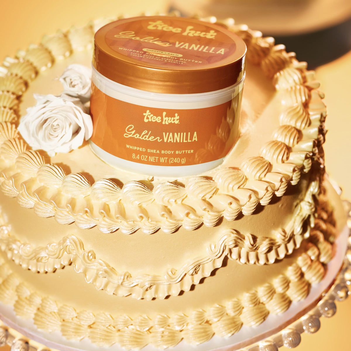 Tree Hut Golden Vanilla Whipped Shea Body Butter 8.4 oz, Hydrating Moisturizer