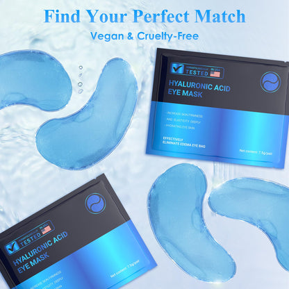 Collagen & Hyaluronic Acid Under Eye Patches - 30 Pairs - Hydrating Eye Mask for Dark Circles, Puffy Eyes & Wrinkles