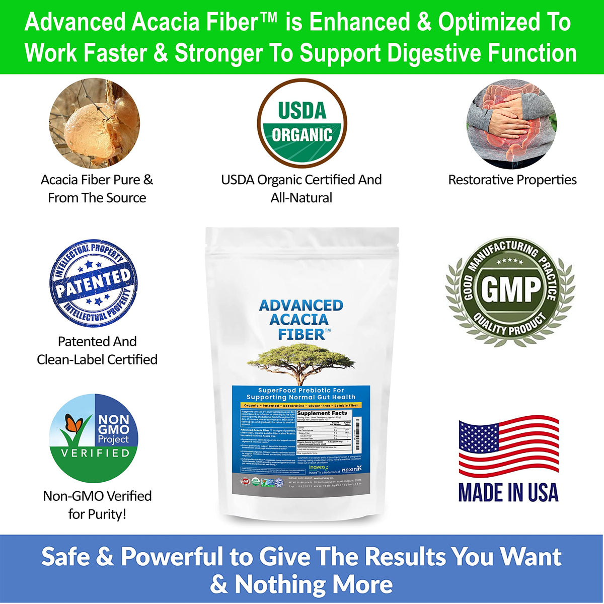 Advanced Acacia Fiber Powder 5 Ibs (80oz) Soluble Leaky Gut Repair, Organic Fiber Supplement Powder Prebiotic for Gut Repair - 2 Pack