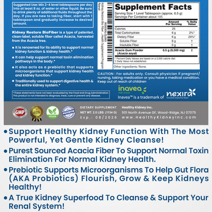 Bio Fiber, Kidney Cleanse Detox & Repair - Restorative Kidney Support & Kidney Supplement to Remove Waste, Kidney Health Supplement - Add to Tea for Kidney Health - 5 LBS 2 Pack