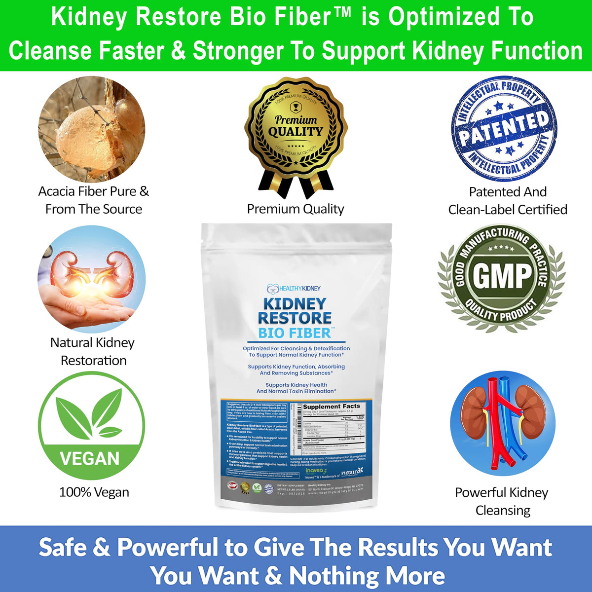 Bio Fiber, Kidney Cleanse Detox & Repair - Restorative Kidney Support & Kidney Supplement to Remove Waste, Kidney Health Supplement - Add to Tea for Kidney Health - 5 LBS 2 Pack