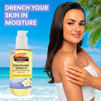 Palmer's Cocoa Butter Formula Body Oil Tahitian Vanilla, 72Hr Hydration with Shea Butter & Vitamin E 6.5 oz