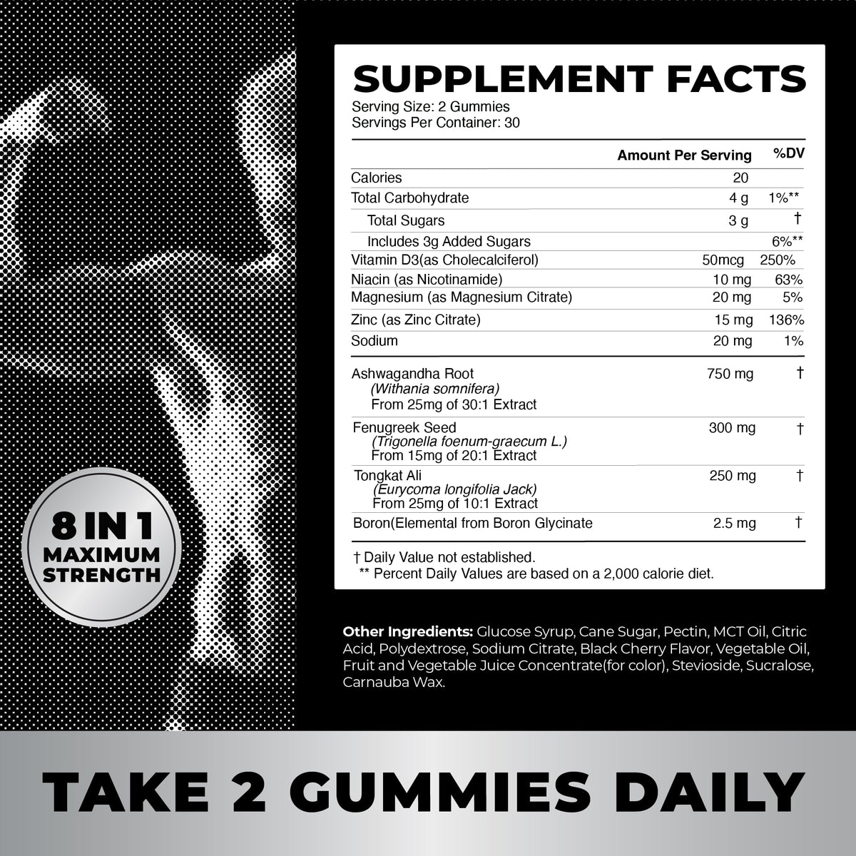 Test Boost Max Testosterone Gummies for Men - Muscle Growth, Stamina & Performance - Tongkat Ali Male Enhancement Supplement