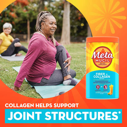 Metamucil Daily Fiber + Collagen,Psyllium Husk Powder,Plant Based Fiber Supplement,Sugar-Free with Stevia,3-in-1-Fiber Supplement for Digestive Health,Orange Flavored,90 Doses,(Pack of 2)