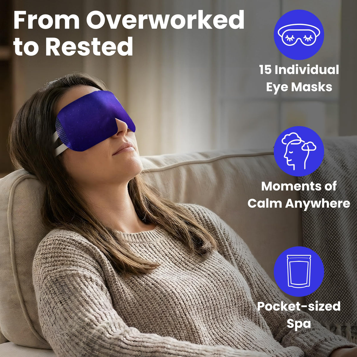 Self-Heating Steam Eye Mask - Moist Heat Warm Compress for Dry Eyes, Stye Relief & Puffiness - Unscented Disposable Eye Mask (Travel & Relaxation)