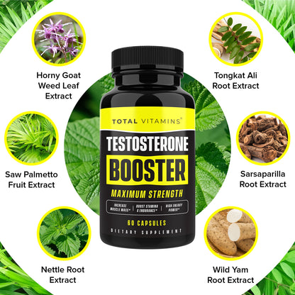 Testosterone Booster for Men - Energy, Stamina & Muscle Growth Support Male Enhancement Supplement