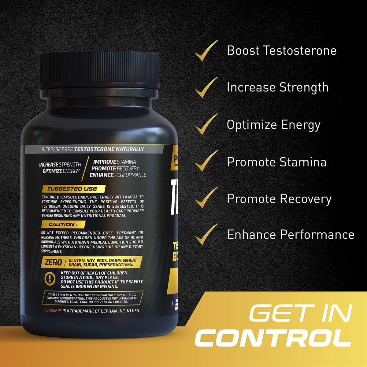 Testosterone Booster for Men - Energy, Strength, Stamina & Lean Muscle Support Supplement - PrimeGENIX Testodren