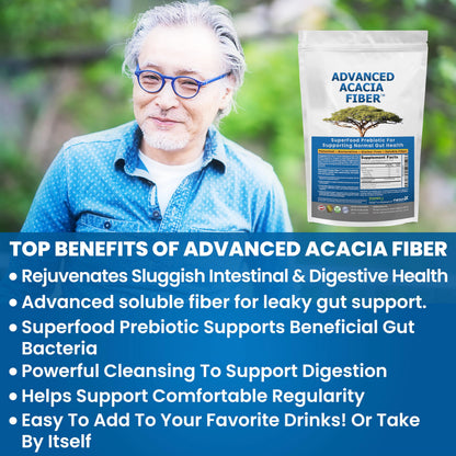 Advanced Acacia Fiber Powder 5 Ibs (80oz) Soluble Leaky Gut Repair, Organic Fiber Supplement Powder Prebiotic for Gut Repair - 2 Pack