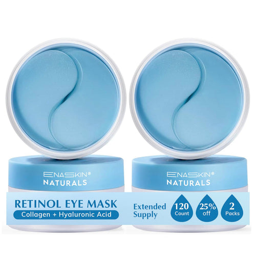 Enaskin Naturals Blue Under Eye Patches 2-Pack - 60 Pairs of Retinol and Collagen Gel Masks