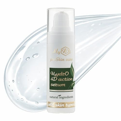 MyIDi Hyaluronic Acid Serum bottle, 1 oz, showcasing the lightweight formula for multi-layer hydration and soothing with Centella.