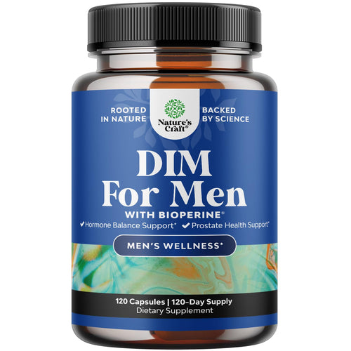 Nature’s Craft DIM capsules men hormone balance estrogen support prostate health Panax Ginseng Bioperine Grapeseed Astragalus 120 count bottle