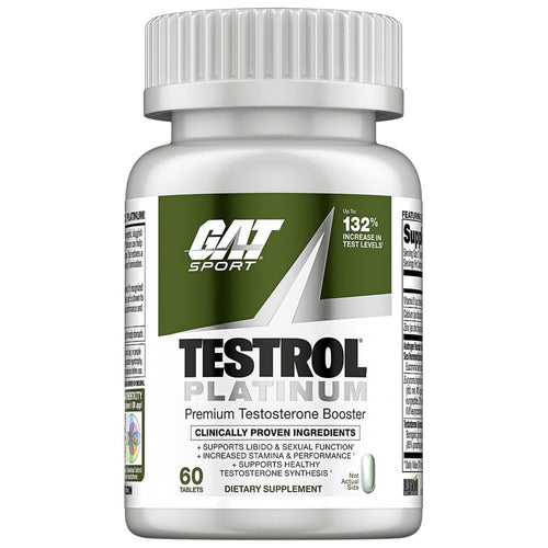 GAT Sport Testrol Platinum testosterone booster tablets men Boron Vitamin D Zinc stamina libido performance support 60 tablets bottle