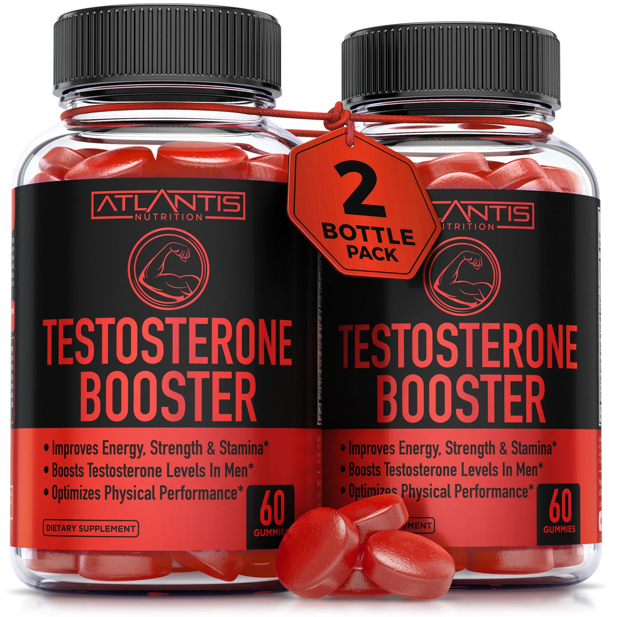 men testosterone booster gummies Tribulus Maca Horny Goat Weed strength stamina energy male performance support 120 gummies 2 pack bottle