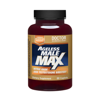Ageless Male Max testosterone booster caplets men energy strength vitality performance support 60 caplets bottle