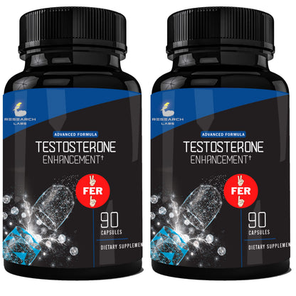 Research Labs testosterone booster capsules men Tribulus Tongkat Ali Horny Goat Weed Saw Palmetto Zinc energy strength lean muscle 180 capsules bottle