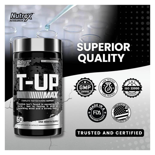 men testosterone booster capsules Nutrex T-UP muscle strength recovery performance support 60 capsules bottle