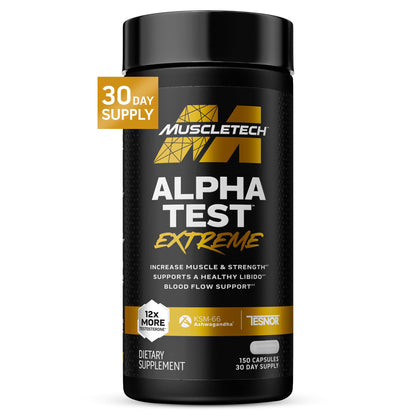MuscleTech AlphaTest testosterone booster capsules men strength endurance muscle growth workout performance sports nutrition 150 capsules bottle