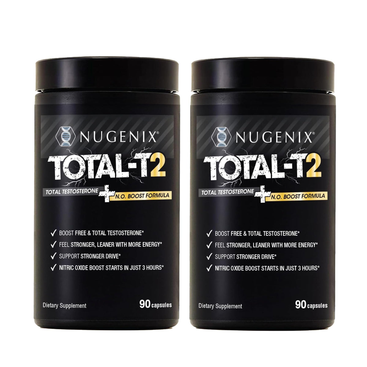 Nugenix Total-T2 testosterone nitric oxide booster tablets men Tongkat Ali Citrulline energy blood flow strength performance 180 count bottle