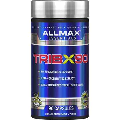 ALLMAX TRIBX90 Tribulus Terrestris testosterone booster capsules men 90% saponins muscle strength performance energy support 90 capsules bottle