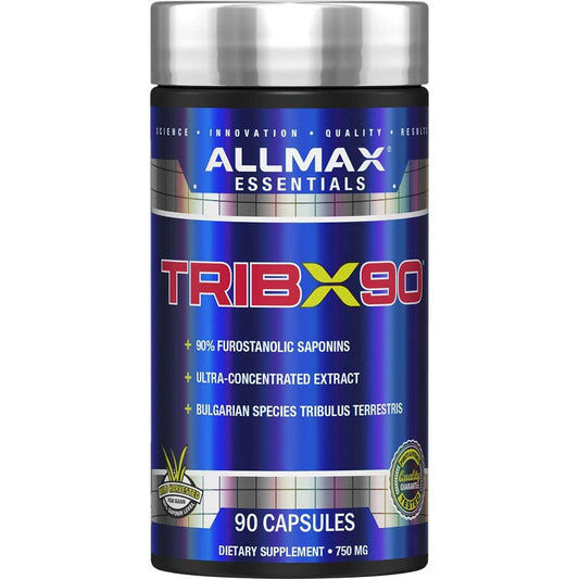 ALLMAX TRIBX90 Tribulus Terrestris testosterone booster capsules men 90% saponins muscle strength performance energy support 90 capsules bottle